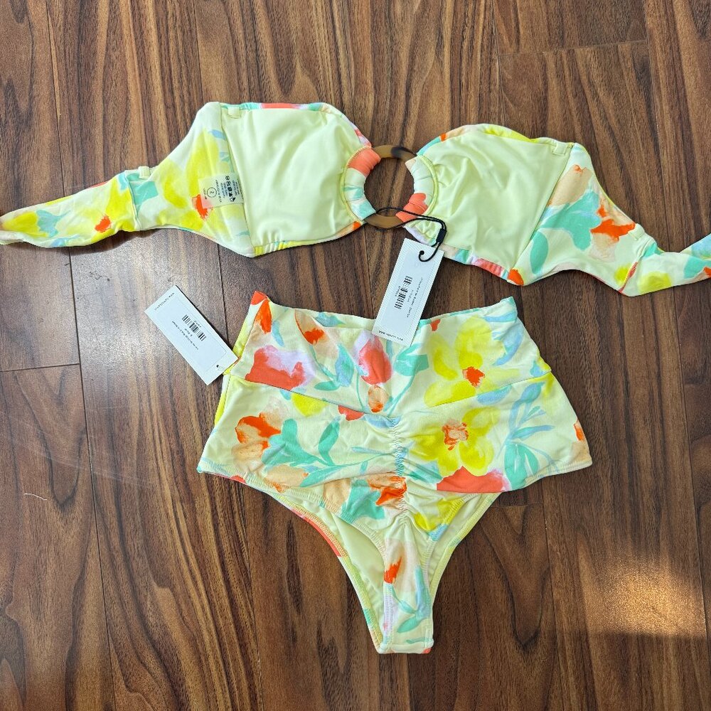 Montce Helena Floral Tori Bandeau High Waist Bikini Set NEW - Picture 3 of 11